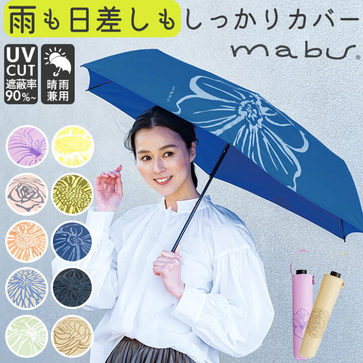 日傘 晴雨兼用 濃紺 ワンタッチ式 男女兼用 三つ折り 折り畳み傘 シンプル