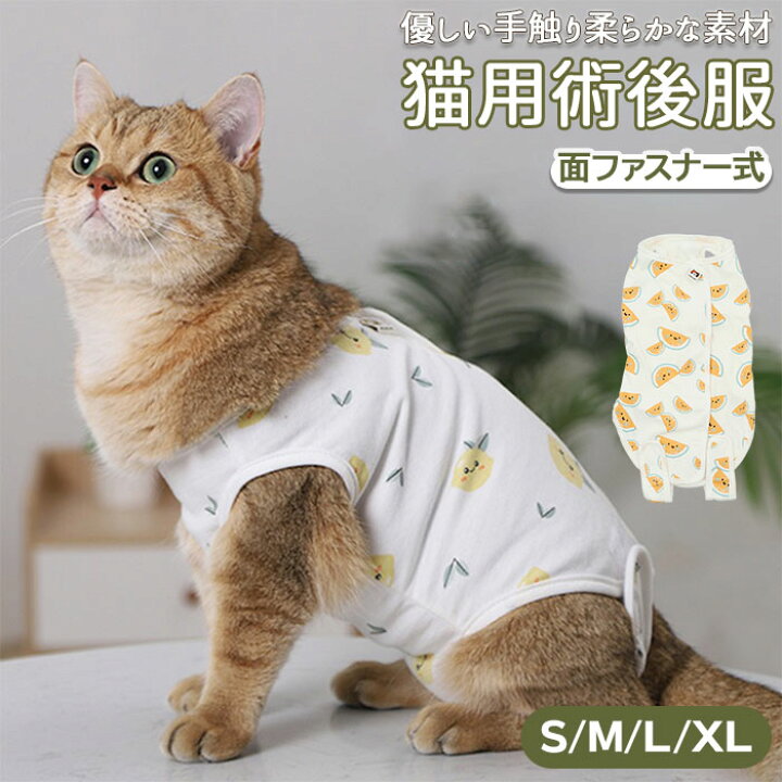 楽天市場 猫 術後服 通販 服 ねこ 傷舐め防止 手術後 エリザベスカラー の代用 洋服 ウェア 術後ウェア 皮膚保護 S M L Xl サイズ つなぎ ロンパース かわいい 術後ウェア 猫用 ネコ ペット グッズ ペット用品 Backyard Family ママタウン