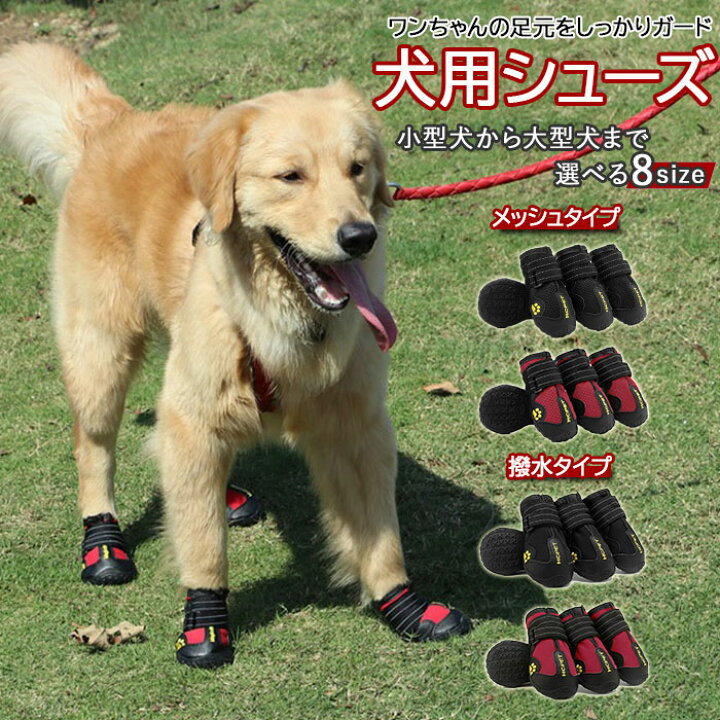 楽天市場 犬 靴 履かせやすい 通販 ドッグシューズ 犬用 シューズ 足 脚 カバー 滑り止め マジックテープ 面ファスナー ベルクロ 撥水 はっ水 メッシュ 通気 おでかけ お散歩 小型犬 超小型犬 中型犬 大型犬 黒 ブラック 赤 レッド ドッグウェア ドッグウエア 犬用品