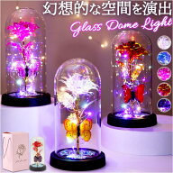 ガラスドーム ライト 通販 ガラス ドームライト 卓上ライト LED フラワーライト 飾り 置物 フラワー 花 …