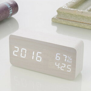 デジタル時計 おしゃれ 置き時計 通販 目覚まし時計 置時計 めざまし時計 アラーム 複数 設定 時計 デジタル 温度 湿度 カレンダー シンプル 木目調 寝室 ベッドルーム リビング ベッドサイ