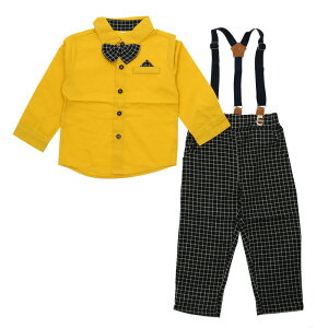 ベビー フォーマル 男の子 長袖 通販 ベビー服 赤ちゃん キッズ セット 上下セット パンツ ズボン シャツ 蝶ネクタイ リボン サスペンダー ズボン吊り 無地シャツ パンツセット 子供服 おし