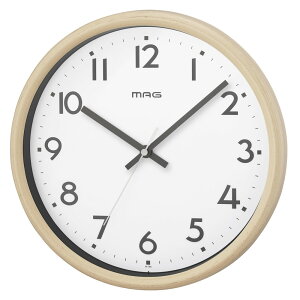 MAG 電波 壁掛け時計 通販 掛け時計 電波時計 時計 クロック 北欧 スタンダード 丸み シンプル ナチュラル 秒針 夜間 ストラップ ウッド 寝室 ベッド トルテ おしゃれ