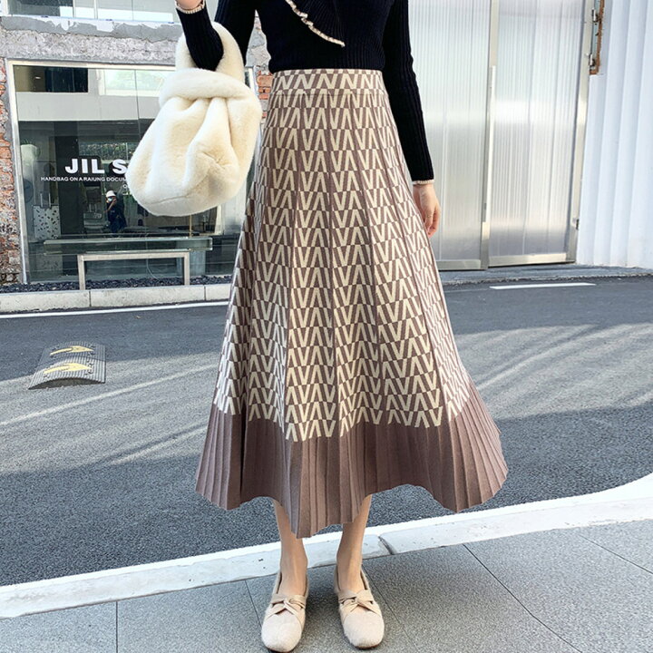 未使用タグ付 プラダ ニットロングスカート プリーツ カシミヤ シルク 