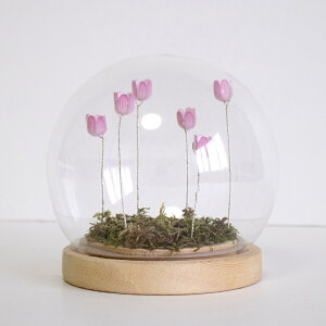 ガラスドーム フラワー 通販 チューリップ ガラスボールS LED ガラス ドーム お花 オブジェ 置き物 置物 おしゃれ かわいい オシャレ 可愛い LUMO ルーモ LEDイルミネーション インテリアライト