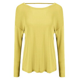 ヨガウェア トップス 長袖 通販 レディース ロング丈 おしゃれ 体型カバー 体形カバー ツイストデザイン 背中開き 背中あき 伸縮性 ストレッチ Sサイズ Mサイズ Lサイズ XLサイズ ブラック イエロー ネイビー オー