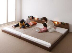 親子で寝られる棚・照明付き連結ベッド 国産ポケットコイルマットレス付き ワイドK240(SD×2)