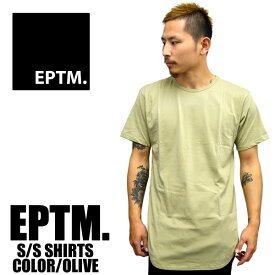 EPTM エピトミ 無地 Tシャツ ロング丈 半袖Tシャツ ヴィンテージオリーブ メンズ レディース ロング丈 プレーン 大きいサイズ ビッグサイズ トレーナー 部屋着 アメリカ メンズ ストリート系 ファッション