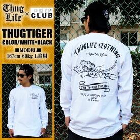 メンズ ファッション トップス 長袖Tシャツ THUGLIFE サグライフ 長袖Tシャツ THUGTIGER サグタイガー ロングスリーブ ホワイト 白 ロンT fliyngtiger 大きいサイズ ビッグサイズ メンズ レディース ファッション トップス ストリート アメカジ スケーター