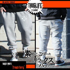 【THUGLIFE】スウェットパンツ リラックス パンツ メンズ ファッション ジョガー 『グレー』ワンポイント ロゴ 春秋冬 ストリート ヒップホップ 柔らかい あす楽 即納