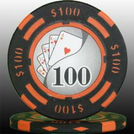 【 高級カジノチップ 】【 カジノ仕様 】フォースポット ポーカーチップ （100＄）20枚セット -カジノ、ポーカー用