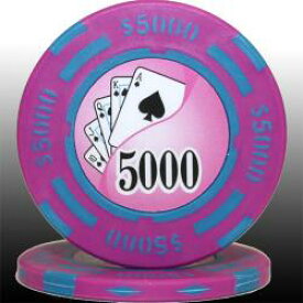 【 高級カジノチップ 】【 カジノ仕様 】 フォースポット ポーカーチップ （5000＄）20枚セット -カジノ、ポーカー用