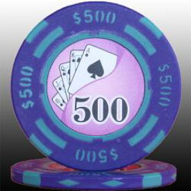 【 高級カジノチップ 】【 カジノ仕様 】 フォースポット ポーカーチップ （500＄）20枚セット - カジノ 、 ポーカー 用 クレイチップ　フォースポットチップ