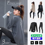 ポーツウェア レディース 上下セット 2点セット レギンス ヨガウェア M L XL Tシャツ ジャージ ランニン…