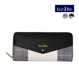 財布 レディース 長財布 ブランド かわいい EASTBOY イーストボーイ サイフ さいふ ファスナー ラウンドファスナー ジュニア 学生 小学生 中学生 高校生 女の子 女子 子供 大人 フローズンチェック ロングウォレット EB-30161