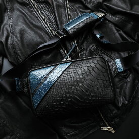 【池田工芸】《リニューアル》最高峰素材の競演。ハイエンドモデル Crocodile Python Body Bag（クロコダイル パイソン ボディバッグ） 【次回出荷日10月2日頃】