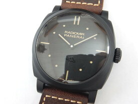 【美品】パネライ PANERAI ラジオミール 1940 チェラミカ 3デイズ PAM00577 裏スケルトン ブラック文字盤 腕時計 メンズ 手巻き 革ベルト【中古】セラミック 黒 シースルーバック レザー