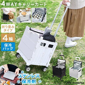 キャリーカート 保冷バッグ付き 折りたたみ 大容量 コンテナ ステンレス 保冷剤 キャリーワゴン キャスター付き コストコ 買い物 運搬 防災グッズ収納 ペットボトル まとめ買い BBQ キャンプ ピクニック 運動会 ピザ お寿司 耐荷重50kg
