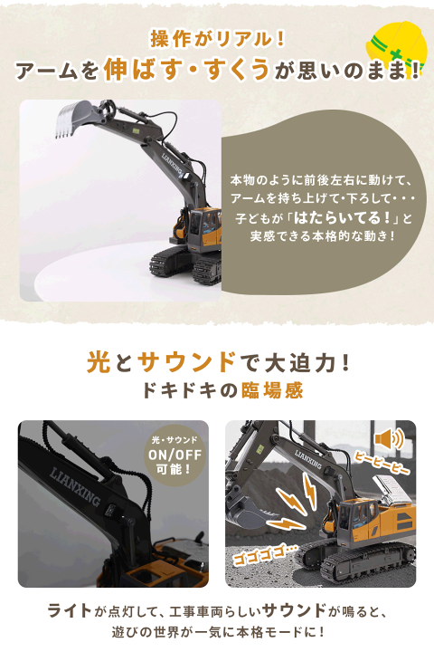 楽天市場】重機ラジコン ショベルカー パワーショベル RC 本物に近い