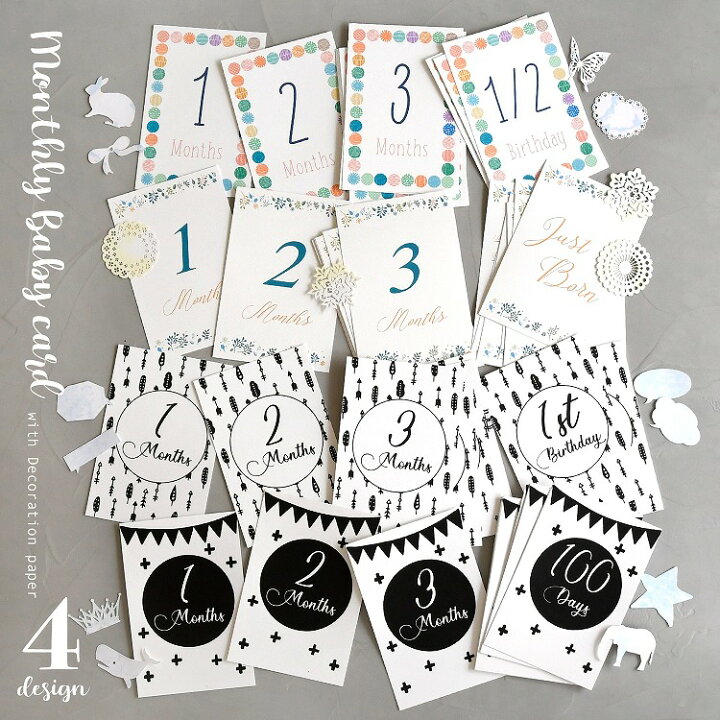 楽天市場 月齢カード 月齢フォト ベビー マスリーカード 19枚 装飾4枚セット 昼寝アート 寝相アート 記念日 写真 撮影 フォト かわいい ポスト カード 赤ちゃん 女の子 男の子 メモリアル アルバム 出産祝い 初節句 ラッピング ギフト バッグレイ