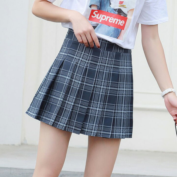 楽天市場】プリーツスカート 制服 チェック柄 フレア スカート 膝上丈  