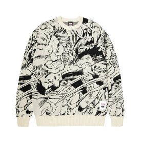 ハフ HUF ニット セーター クルーネック マーベル X-MENシリーズ ナチュラル M-Lサイズ メンズ HUF X X-MEN EPIC SHOWDOWN CREW SWEATER -NATURAL- _FAIR_e