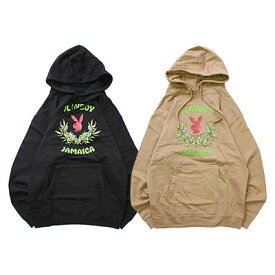 プレイボーイ PLAYBOY パーカー トップス フーディー スウェット PLAYBOY × JAMAICA COLLECTION "JAMAICA CORE LOGO HOODIE" メンズ L-XXL ブラック/ベージュ