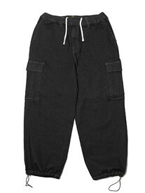 チアーズ Cheers デニムカーゴパンツ M-XLサイズ ブラック ボトムス ロング丈 イージーパンツ ウエストゴム WT DENIM PANTS -BLACK-