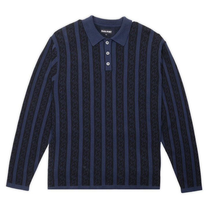 楽天市場】パスポート PASSPORT ニットポロシャツ 長袖 ネイビー M-XL 