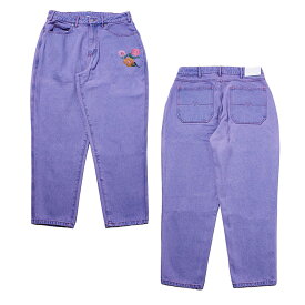 モーレー MONTLEY デニムパンツ 5ポケット バギータイプ パープル サイズ1-サイズ3 メンズ FLOWER OD DENIM PANTS -PURPLE-