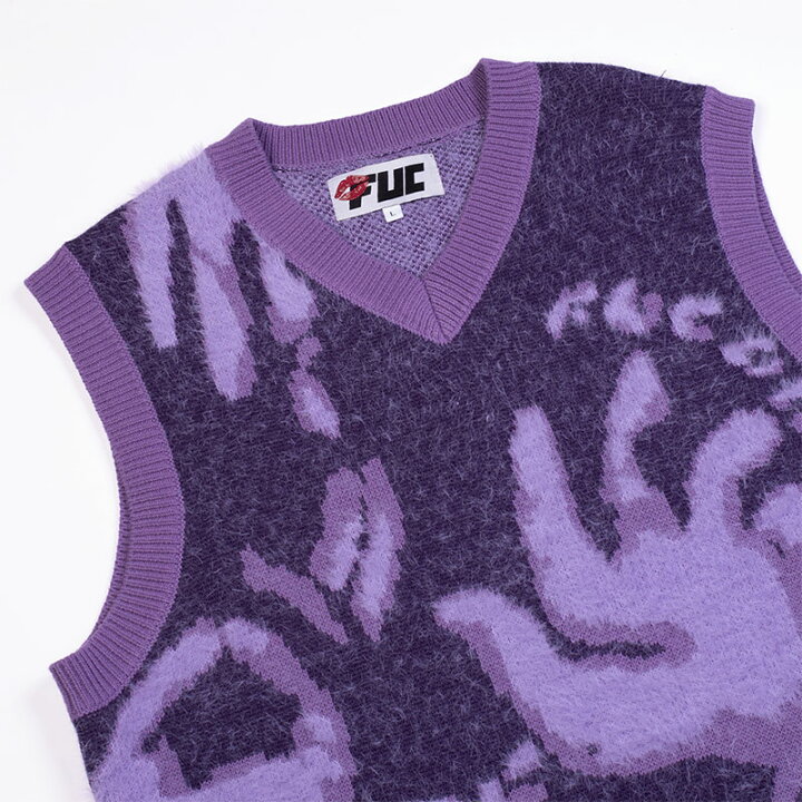 楽天市場】FUC(Fack Up Clothes) ニットベスト モヘア素材 パープル 
