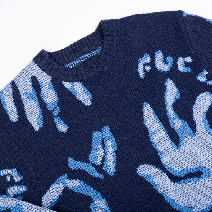 楽天市場】FUC(Fack Up Clothes) ニット セーター トップス ブルー M-L 