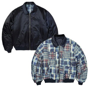 nt HUF tCgWPbg o[Vu AE^[ lCr[ M-LTCY Y CLOTHIERS REVERSIBLE FLIGHT JACKET -NAVY-