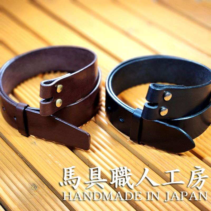 真鍮製バックル 栃木レザーベルト（黒）40mm幅 日本製 - ベルト