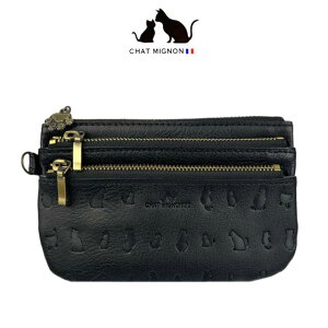 ポーチ 小物入れ 可愛い おしゃれ マチなし 小銭入れ コインケース 小銭ケース ミニ財布 ブランド コンパクト 革 レザー ねこ 猫 ネコ グッズ かわいい 薄マチ ファスナー ミニポーチ ポケッ