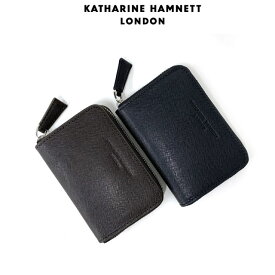 小銭入れ メンズ カード KATHARINE HAMNETT キャサリンハムネット PRISM パス付BOX小銭入れ 490-50501 パスケース付き コインケース ボックス型 見やすい 使いやすい メンズ メンズ財布 定期入れ付き カード収納 キャッシュレス コンパクト ファスナー小銭入れ 黒 茶