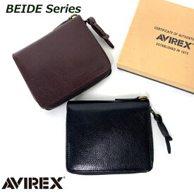 二つ折り財布 メンズ ラウンドファスナー AVIREX アビレックス BEIDE ラウンド二つ折り財布 ax9101 ミドルウォレット 学生 財布 高校生 メンズ財布 折りたたみ財布 2つ折り財布 レザー 革 人気 プレゼント 父の日 お誕生日 黒 茶 小銭入れ付き おしゃれ