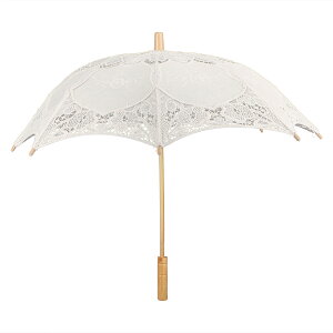 傘 レース傘 レースパラソル 日傘 撮影傘 木柄 刺繍レース 結婚式 ダンス 舞台道具 写真小物 ロマンチック コスプレ小道具 お姫様風 和風 飾り用 手作り Lサイズ