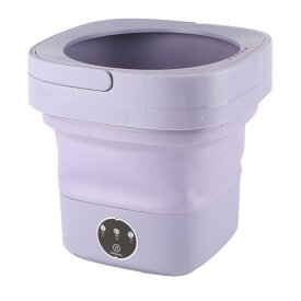 折りたたみ洗濯機 ミニ洗濯機ソフトスピン乾燥自動USプラグ100‑240V家庭用ポータブル (紫)