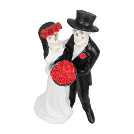 スケルトン結婚式のカップル像死者の日ダンススケルトンカップルハロウィンロマンチックな結婚式花嫁新郎置物樹脂