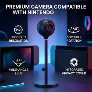 Switch 2��p�J���� USB-C�E�F�u�J���� 1080P PC�Ή� �v���O�A���h�v���C 200����f ���掿 85°�L�p�����Y 360�x�p�x���� ���E��USB-C�P�[�u�� �v���C�o�V�[�J�o�[ �g��/�e�[�u��/TV���[�h �r�f�I�`��