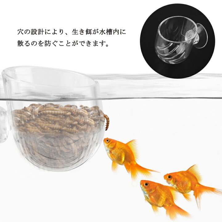 楽天市場 送料無料 フィーダーカップ 餌入れ 水槽用 ワームフィーダ ガラスフィーダーカップ 水族館 魚タンク 餌やり器 給餌器 熱帯魚 取り外し可能 魚エサ皿 吸盤付き 透明 Baibaiyishop