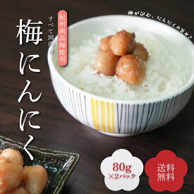 国産梅にんにく 80g×2 送料無料 食品添加物不使用 和歌山県産 南高梅使用 【ゆうメール便・日時指定不可】