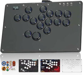 Haute42 U16 アケコン レバーレス コントローラー レバーレス アケコン ボタン枠の追加 極薄の厚さ 天板広め ボタンが外れずに 膝置き可 黒 格ゲー向け RGB LED ホットスワップ ボタン交換可能 適度なボタン間隔 連射機能 格闘ゲームコントローラー