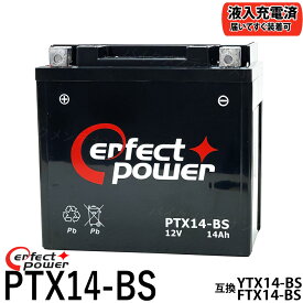 PERFECT POWER PTX14-BS バイクバッテリー 初期充電済 【互換 YTX14-BS GTX14-BS FTX14-BS DTX14-BS】 XJR1200 ZZR1100 W650 ZX12-R 即使用可能