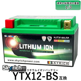 SKYRICH HJTX14H-FP リチウムイオンバッテリー【互換 ユアサ YTX12-BS FTX12-BS GTX12-BS】即利用可能