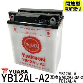 台湾ユアサ YUASA YB12AL-A2 開放型バイクバッテリー 除雪機 液別【互換 YB12AL-A FB12AL-A】