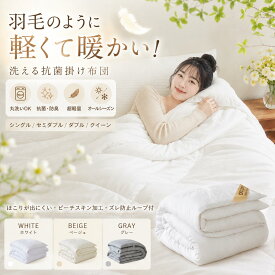 掛け布団 シングル セミダブル ダブル クイーン 洗える 掛布団 シンサレート 抗菌 防臭 軽量 暖かい オールシーズン 肌掛け布団 丸洗い ほこりが出にくい 掛けふとん ピーチスキン加工 ズレ防止ループ付 清潔衛生 スペースコットン 春秋用寝具 グレー 新生活応援 吸湿通気性
