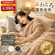 【クーポンで4,980円】ふわとろ毛布 電気毛布 掛け敷き 洗える 130×190 シングル 2枚合わせ 12hタイマー…