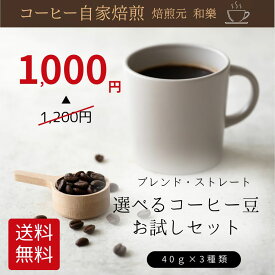 【初回限定】1000円ポッキリ 送料無料 コーヒー豆 お試し お試しセット ポイント消化 専門店 コーヒー 40g×3袋 飲み比べ お買得 ネコポス おうちカフェ 珈琲 自家焙煎 全国送料無料 自宅用